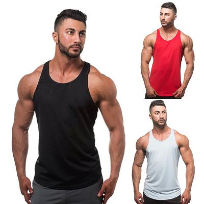 China Custom Fitness Stringer Gym Sport Tank Top by RE-HUO plain QUICK DRY bodybuilding cotton for men for sale