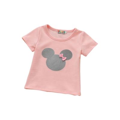 China 100% Cotton Kid Girl Children Clothing Casual Short Sleeve Anti-Shrink Embroider Little Girls T-shirt for sale