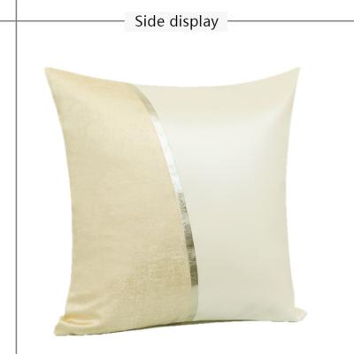 China American light luxury style decorative pillow anti-static bronzing pillow fashion sofa cushion designer leather stitching square pillow for sale