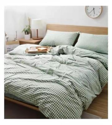 China Japanese Style Disposable Yarn-dyed Unprinted Cotton Washed Cotton Bedding Set, Cotton Plaid Comforter Cover, Solid Color Bed Sheet for sale