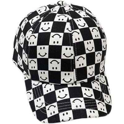 China Kids Cotton Checked Baseball Cap Screened Smile Sun Hat Hats For 4-9 Years Old Boy for sale