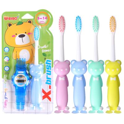 China With Gift Bear Eco-friendly Wholesale Soft Shape Kids Baby Toothbrush Set With Gift Watch for sale