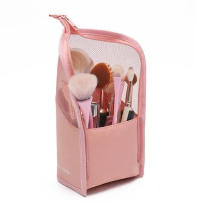 China Travel Portable Foldable Waterproof Cosmetic Bag Makeup Brush Bag Mesh Storage Care Bags For Brushes for sale