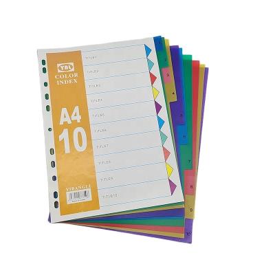 China Office School Stationery Factory Direct Sales A4 pp Stationery Color Index Folder Tab Dividers Index File Divider for sale