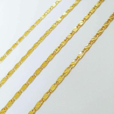 China Non Allergic Jenny Jewelry Fashion Short Clavicle Chain 18K Gold Plated 2mm Flat Chain for sale