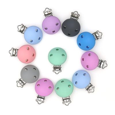 China 100% Food Grade Free Sample Non-Toxic Wholesale Pacifier Teethers Round Multicolor Silicone Baby Clips for sale