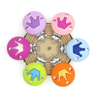 China 100% Non-Toxic Multicolor Silicone Baby Pacifier Clips Food Grade Teether Wholesale Crown for sale