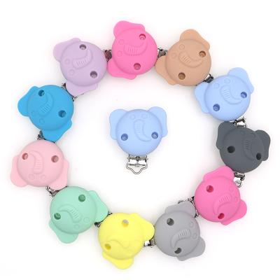 China 100% Non-Toxic Multicolor Silicone Baby Pacifier Food Grade Teether Wholesale Elephant Clips for sale