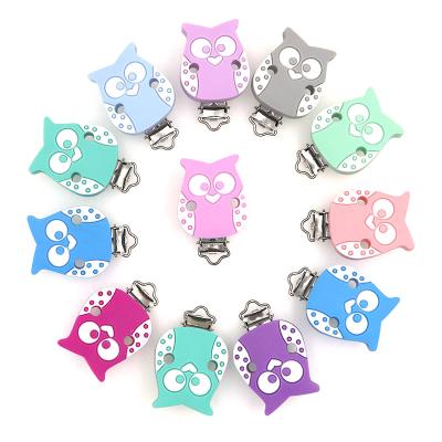 China 100% Non-Toxic Multicolor Silicone Baby Pacifier Food Grade Teether Wholesale Owl Clips for sale