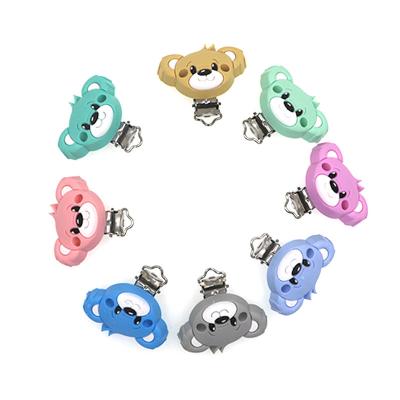 China 100% Non-Toxic Multicolor Silicone Baby Pacifier Food Grade Teether Bear Wholesale Clips for sale