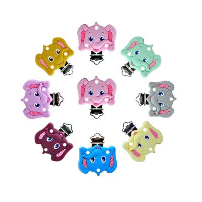 China 100% Non-Toxic Multicolor Silicone Baby Pacifier Food Grade Teether Wholesale Elephant Clips for sale