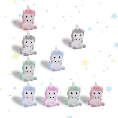 China 100% New Design Non-Toxic Durable Cute Unicorn Teether Silicone Beads For Jewelry Makings for sale