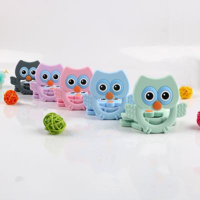 China 100% New Customized Non-Toxic Food Grade Baby Chew Necklace 5 Sensory Colors Cute And Highly Effective Owl Teether Toy for sale