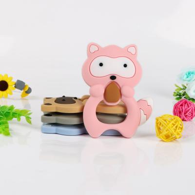 China 100% Non-Toxic Food Grade Silicone Baby Teether Teething Toys Raccoon Chew Necklace Food Grade Silicone Pendants for sale