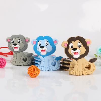 China 100% non-toxic food grade silicone baby teether teething toys lion chew necklace food grade silicone pendants for sale