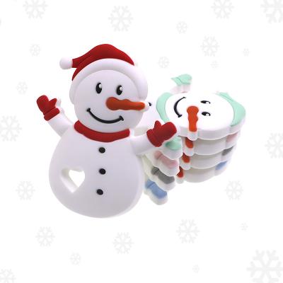 China 100% Non-Toxic Food Grade Silicone Baby Teether Teething Toys Snowman Chew Necklace Food Grade Silicone Pendants for sale