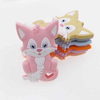 China 100% Non-Toxic Food Grade Silicone Baby Teether Teething Toys Fox Chew Necklace Food Grade Silicone Pendants for sale