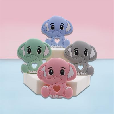 China 100% non-toxic food grade silicone baby teether teething toys elephant chew necklace food grade silicone pendants for sale