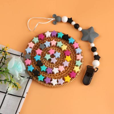 China New Kovict Soft Baby Toys Food Grade BPA Star Pentagon Love Crown Silicone Soothing Teeth Handmade Jewelry Small Chewing Free Beads for sale