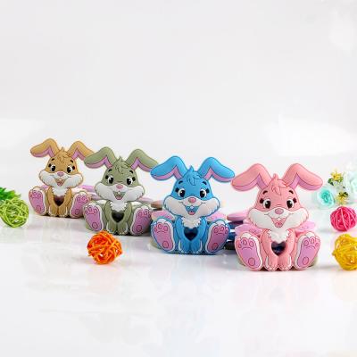 China 100% Non-Toxic Food Grade Silicone Baby Teether Teething Toys Rabbit Chew Necklace Food Grade Silicone Pendants for sale