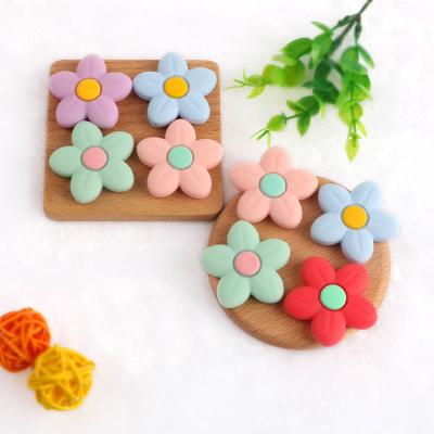 China Hot Selling Food Grade DIY Food Grade Silicone Soft Sensory Toys Soft Eco-Friendly Flower Shaped Silicone Loose Beads for sale