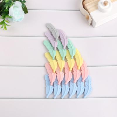 China Wholesale New Design Soft Feather Shape BPA Free Food Grade Baby Dangling Pacifier Silicone Beads Teething for sale