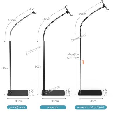 China Adjustable Phone/Tablet Tablet Floor Stand 4.6-13 inch Phone Holder Flexible Gooseneck Stable Base For Ipad Air for sale