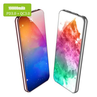 China Hot full screen 10000mAh fast charging amazon pd3.0 slim glass power bank with free custom design for sale