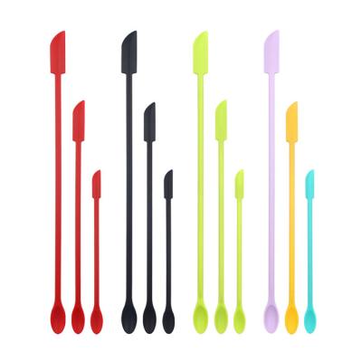 China 3 Pcs Reusable Blade Beauty Scraper Spatula Thin Silicone Mini Makeup Spatula for sale