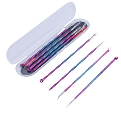 China Eco-friendly 4 Pcs Blackhead Remover Pimple Extractor Tool With Box for sale