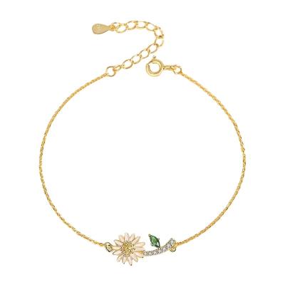 China S925 Style Environmental Friendly Chic Charm Small Daisies Silver Bracelet For Women Girls for sale