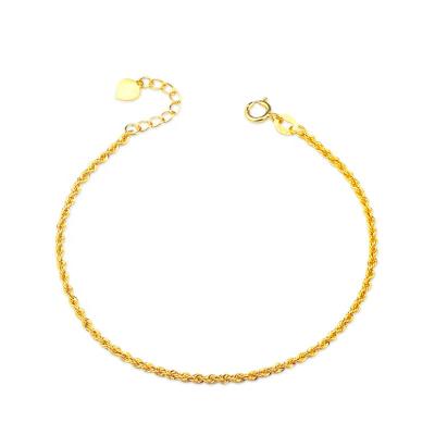 China Firstmadam 18K Yellow Gold Rope Chain Bracelets Real CLASSIC Pure Solid Twisted Women for sale