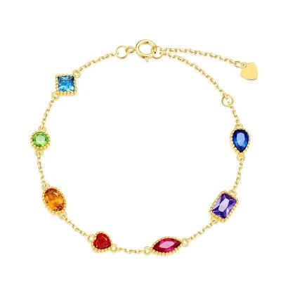 China Firstmadam's Classic Retro Custom 18k Pure Gold Gemstone Women Colorful Girl Bracelet for sale