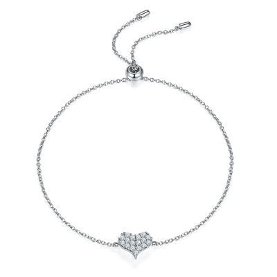 China Firstmadam CLASSIC Cheap Pure 18k White Gold Heart With Full Diamond Bracelet for sale