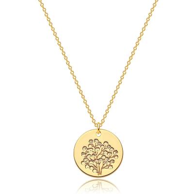 China Casual/Sporty Birth Flower Necklace 18k Gold Engraved Custom Floral Pendant Necklaces Personalized Jewelry for sale