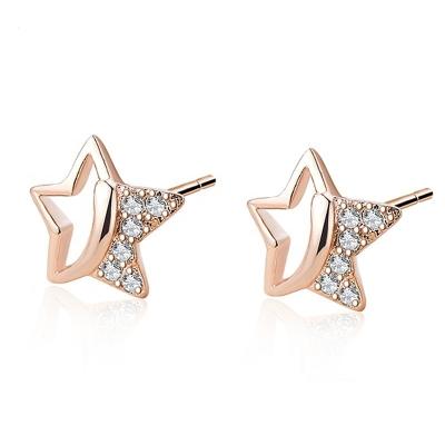 China Firstmadam S925 Sterling Silver Simple Simple Earrings Star Zircon Earrings for sale