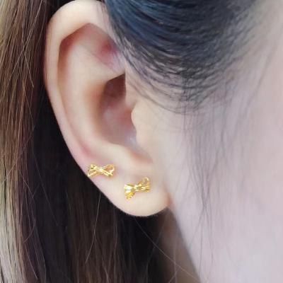 China Firstmadam Fashionable Pure 18K Gold Stud Earrings Bow Earring Studs for sale