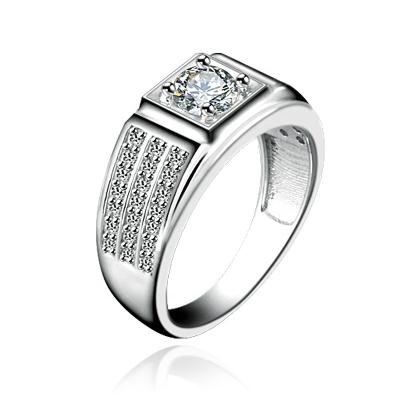 China CLASSIC Wedding Rings from Firstmadam S925 Sterling Silver Zircon Ring Men for sale