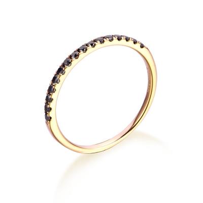 China Real CLASSIC 18K Gold Rings Inset Black Artificial Zircon For Woman Jewelry Sale for sale