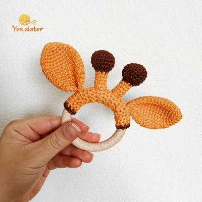 China Molar Teether Ring Toys Crochet Giraffe Soft Gum Teether From Toy Wholesale Beech Wooden Baby for sale