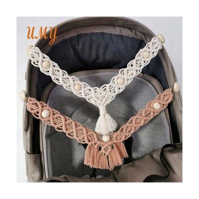 China Soft Toy Stroller Wood Hanging Toy Kinderwagenkette Macrame Pram Nursery Tassel Garland for sale