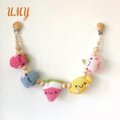 China Toy Baby Nursery Hanging Soft Toy Crochet Fruit Garland Stroller Hanging Plush Pram Chain for sale