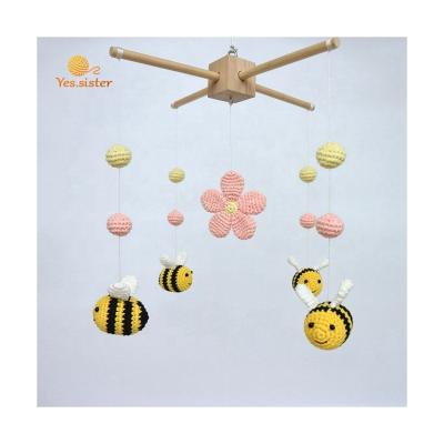 China Soft Baby Toy Woodland Crib Mobile Nursery Hanging Soft Toy Bee Crochet Amigurumi Neutral for sale