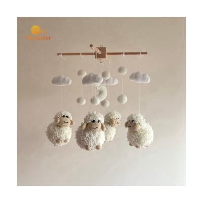 China Baby Shower Plush Nursery Decor Crochet Lamb Hutch Sheep Crib Handmade Mobile STUFFED New for sale