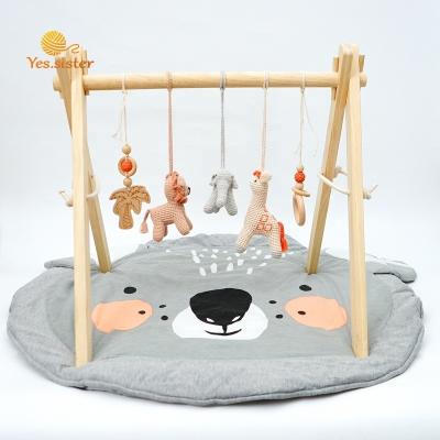 China Educational Foldable Infant Soft Crawling Mat Play Gym Baby Toy Crochet Hanging Toys Wood Montessori for sale