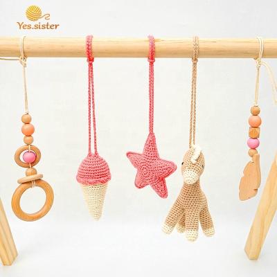 China Soft Teething Baby Shower Gift Activity Center Handmade Gym Crochet Hanging Toys for sale