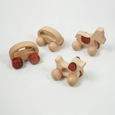 China Handmade ; Safe ; Eco-friendly Fashion Baby Bear Car Beech Wood Teether Natural Wooden Teether Toys Baby for sale