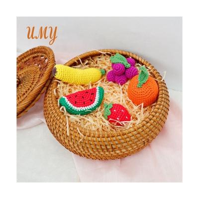 China Food Grade/Eco Friendly Crochet Kids Toys Kitchen Pretend Set Squishmallow Mini Toy Fruit Play Baby Gift for sale