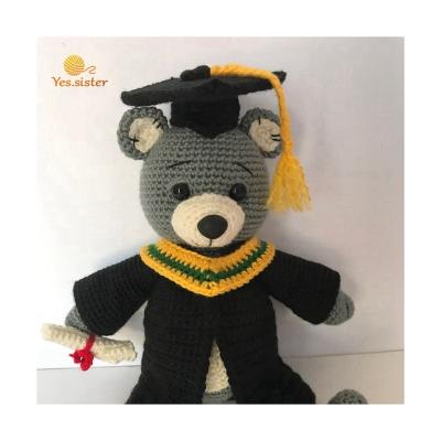 China Handmade Plush Cotton Toy Souvenir Gift Crochet Amigurumi Graduation Bear Soft Teddy Bear for sale