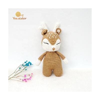 China Small Stuffed Animals Amigurumi Crochet Deer Mini Gift Baby Shower Toy Cute Craft Dolls for sale